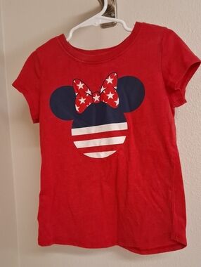 Disney Red Tee with Navy Minnie Head and Star Bow